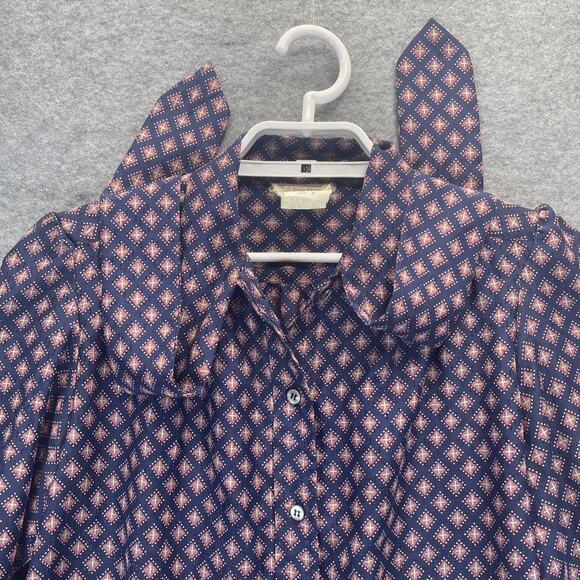 Vtg 80s Evan-Picone Lord Taylor Women Sz 8 Button Up Shirt W/Neck Tie Geometric - Picture 7 of 9